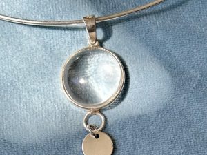'Orb' Clear Crystal Quartz Silver Pendant