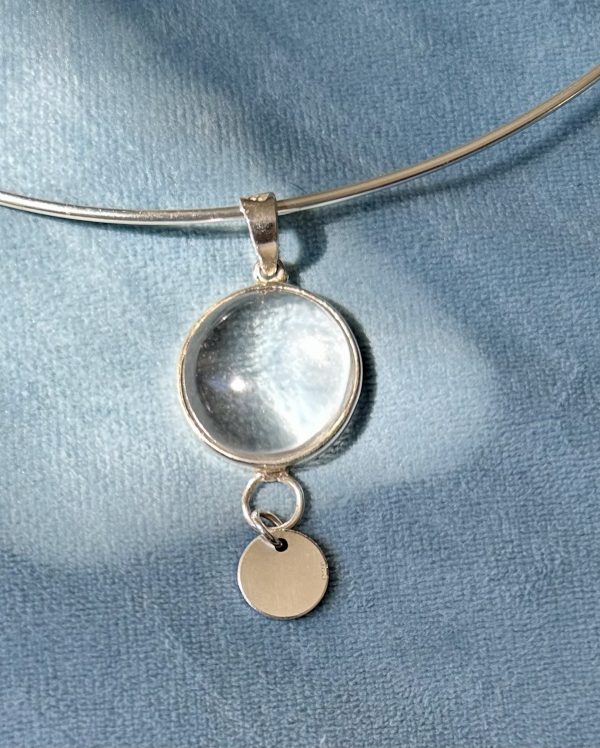 'Orb' Clear Crystal Quartz Silver Pendant